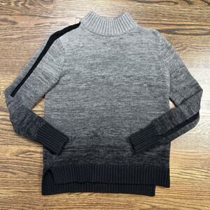 Athleta Sunset Merino Sweater Womens Small Wool Grey Ombre Mock Turtleneck Top